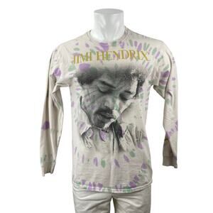 Authentic Hendrix Men's Beige Jimi Hendrix Tie Dye Long Sleeve T Shirt Tee Top M